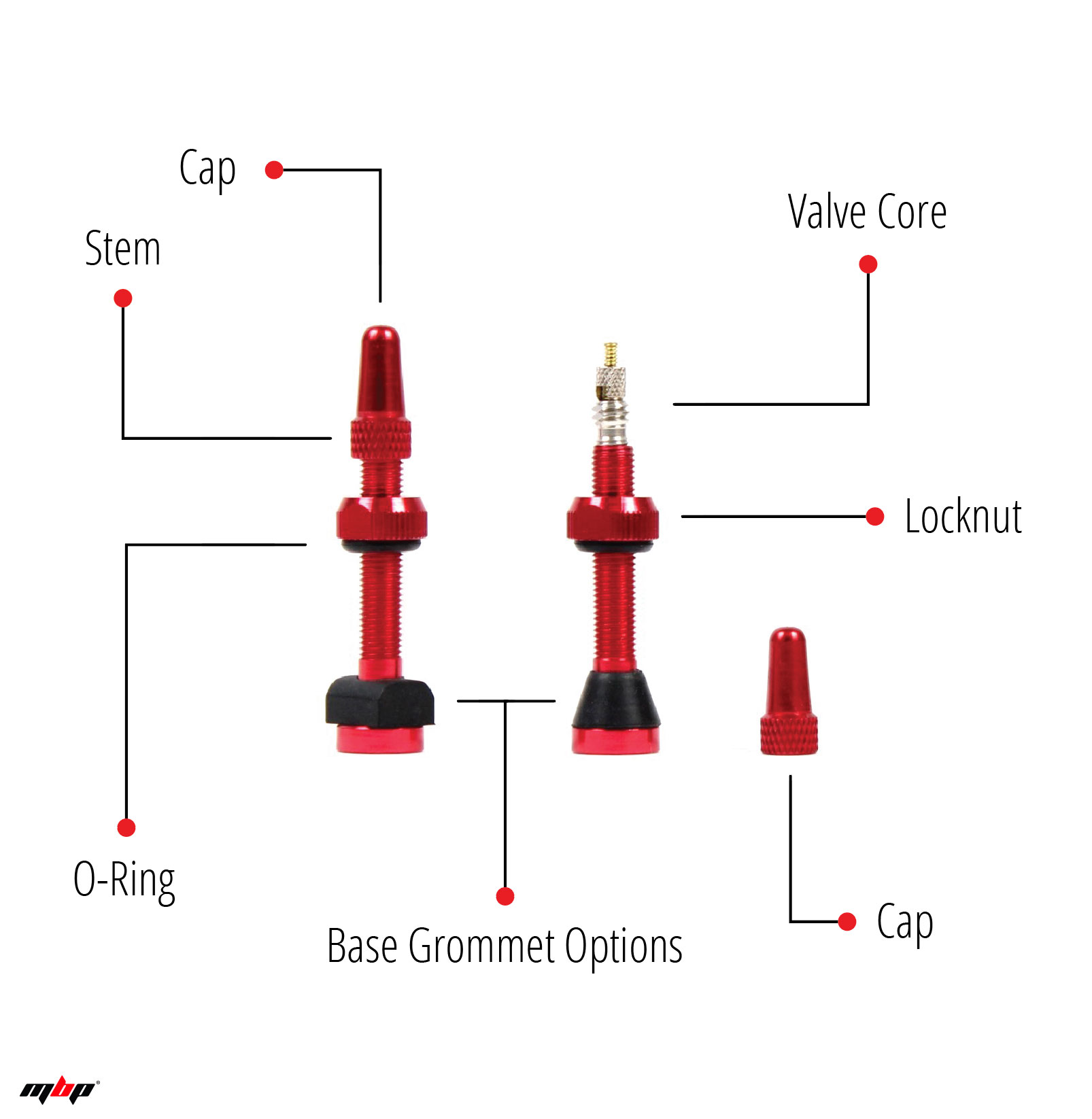 red tubeless valve stems